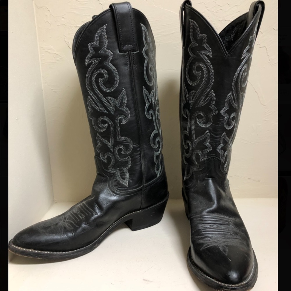 Black Justin Cowboy Boots Size 7 1/2 D